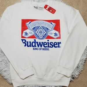 Budweiser White Crewneck Sweatshirt, Men’s Size S